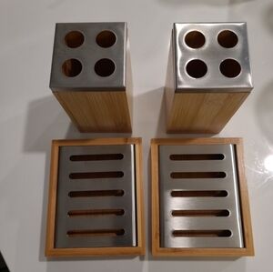 Bathroom Accessories Bamboo Wood Modern New Soap Toothbrush Toothpaste Beauty